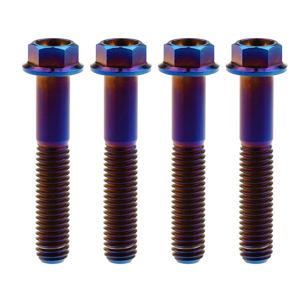 Wanyifa Titanium Hex Small Flange Head Bolt M8 15 20 25 30 35 40 45 50 55 60 65mm x1.25mm Pack of 4 (M8x40mm, Fire Blue)
