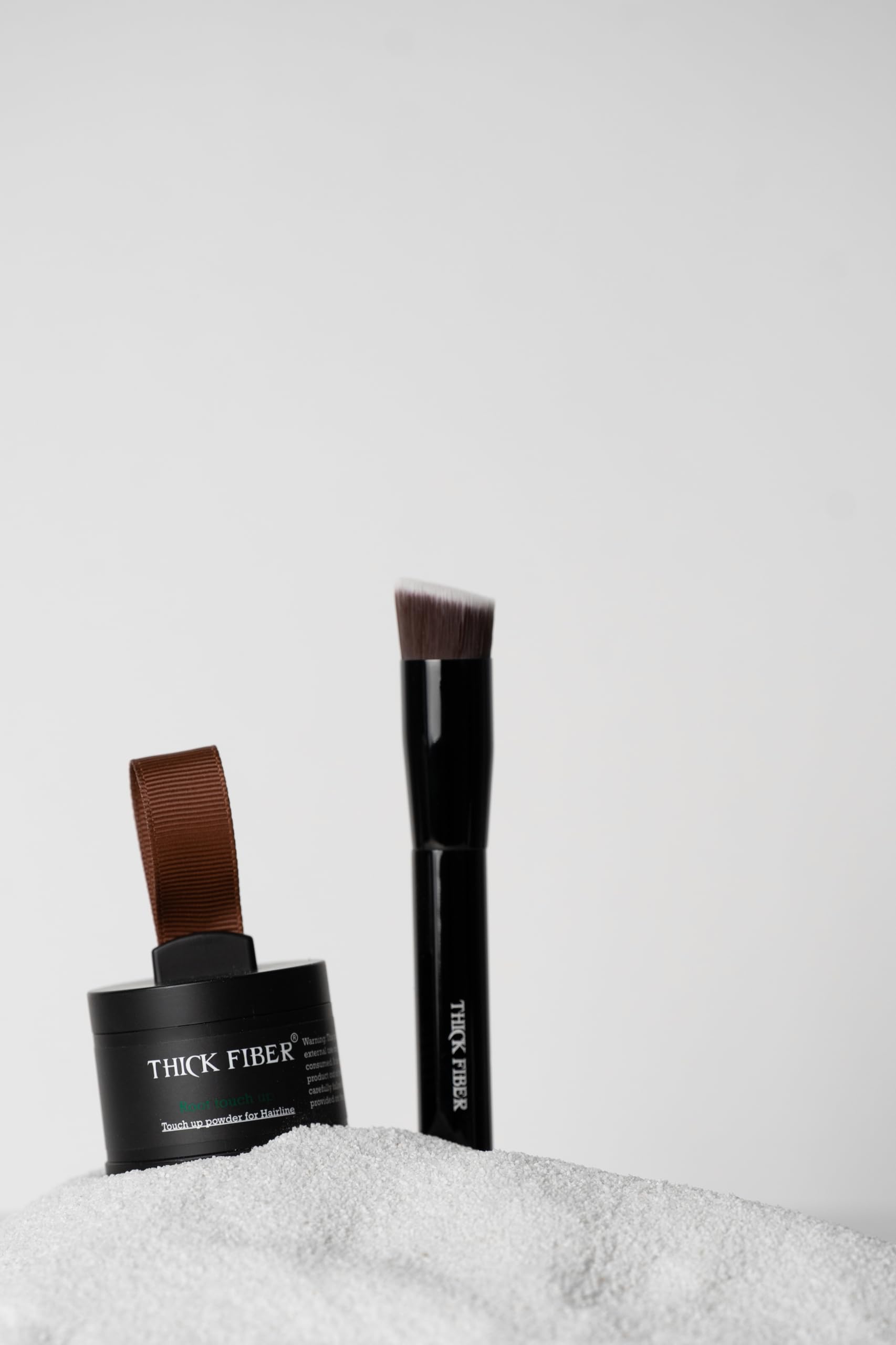 THICK FIBER Root Touch Up Powder - Water & Sweat Resistant Hair Loss Concealer Set for Thinning Hair Women, Includes Brush (Dark Brown)