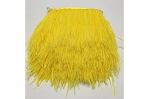 Shekyeon Ostrich Feather Trim Fringe used Wedding Sewing Crafts Costumes Decoration Pack of 2 yards(yellow)
