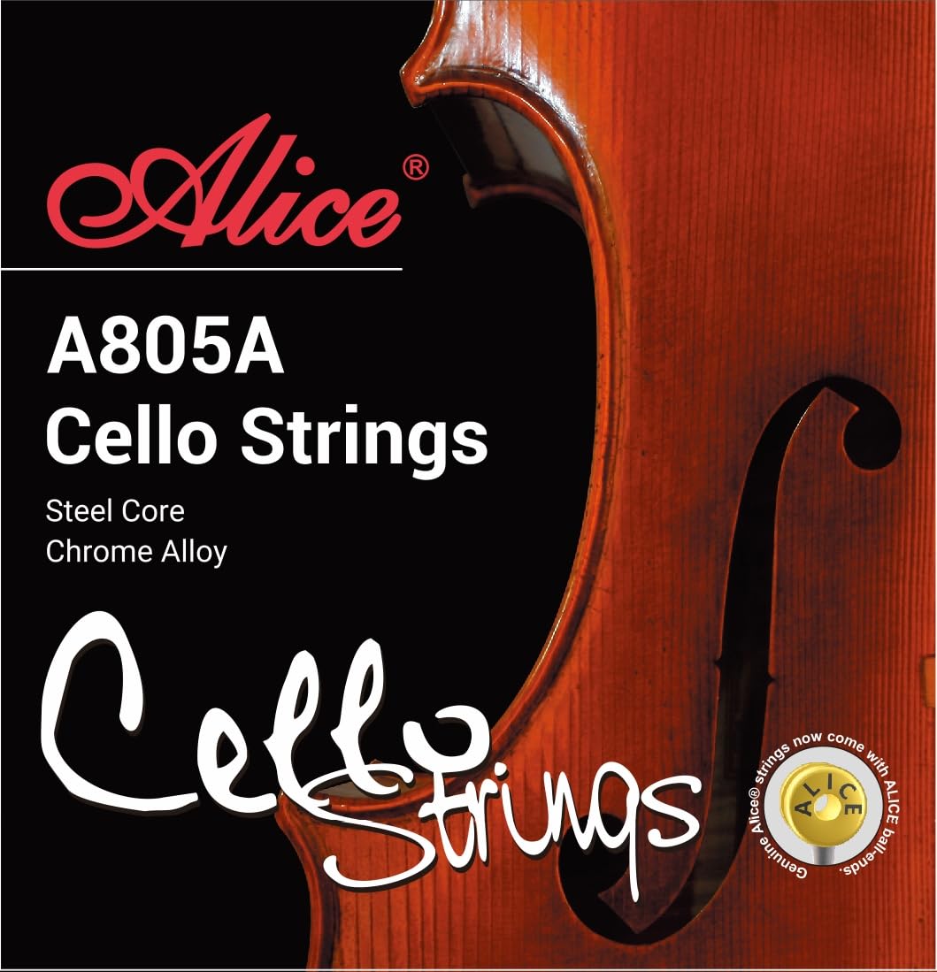 Photo 1 of 4/4 Cello String Set - Alice A805A Cello Strings 4/4 Full Set (A-D-G-C) with Steel Core Nickel Chromium Winding, Clear & Bright Tone