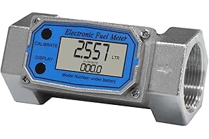ZHIPURUL 1.5 Inch Digital Turbine Fuel Flow Meter NPT Thread Flowmeter Electronic Water Flow Meter for Water Diesel Gas Oil Gasoline and Other Liquids Supports Gallon QTS PTS L m³ (Blue 1.5, 1.5IN)