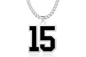 CANDYCHARMS Custom Black Number Necklaces for Athletes Personalized Jersey Sports Number Chain Baseball Football Basketball Soccer Number Jewelry for Men Boys Girls Number Charm 3mm Cuban Link Chain, 0.7, 0.9, 1.2 inch