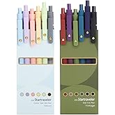 FIOVER Colorful Gel Pens - 12Pcs 0.7mm Multi-Colored Pens, Smooth Writing Coloring Journaling Supplies for Note Taking, Cute Aesthetic Office School Supplies (12PCS Colorful Ink)