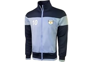 Just 4 Kicks Boy's Argentina Full Zip Track Jacket, Number 10 Argentina Soccer Jacket Youth Sizes