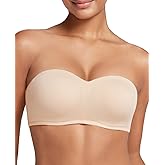 Lingesxy Strapless Bandeau Bra Plus Size Non-Slip Convertible Padded Underwire Bras with Clear Straps for Women