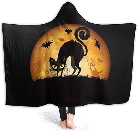 Darlene Ackerman N Coperta Con Cappuccio Per Gatto Nero Di Halloween Tira Coccole Indossabili Flanella Super Morbida Uomo Donna Bambino Amazon It Casa E Cucina