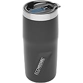 EcoVessel METRO TriMax Vacuum Insulated Stainless Steel Tumbler Cup, Coffee Mug with Slider Lid - 16 oz (Black Shadow)