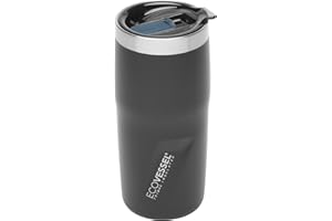 EcoVessel METRO TriMax Vacuum Insulated Stainless Steel Tumbler Cup, Coffee Mug with Slider Lid - 16 oz (Black Shadow)