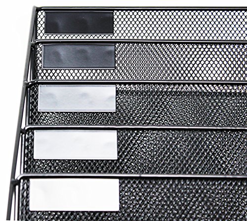 Executive Office Solutions Mesh Wall Mounted Hanging Document & File Organizer - 5 Compartment Vertical Magazine Rack & Mail Sorter/Holder Tray - Black (WF-1)