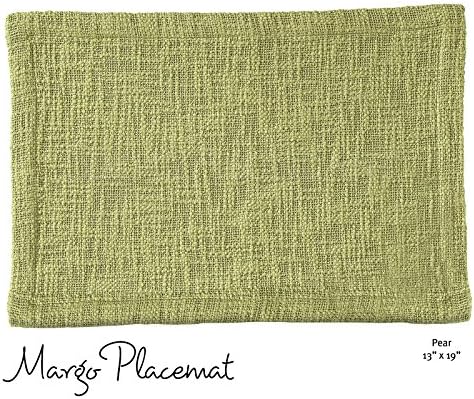 Contemporary Solid Margo Linen-Look Placemats, 13x19, Set of 4, 5 Color Options (Pear)