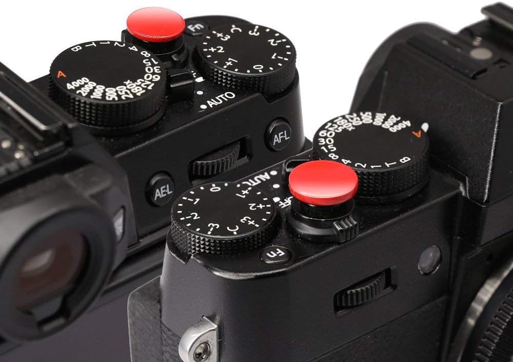 Hand Grip for Fujifilm XT20 XT10 Vertical Shoot and 2pcs Soft shutter release button for Fujifilm XT20 XT10 (Soft Shutter(convex+concave), Red)