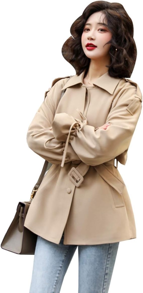 Amazon トレンチコート レディース コート ジャケット 秋冬 ショートコート トレンチコート スリム 着痩せ 長袖 アウター カジュアル ショート丈 スプリングコート 仕事 通学 オフィス おしゃれ 合わせやすい コート ジャケット 通販
