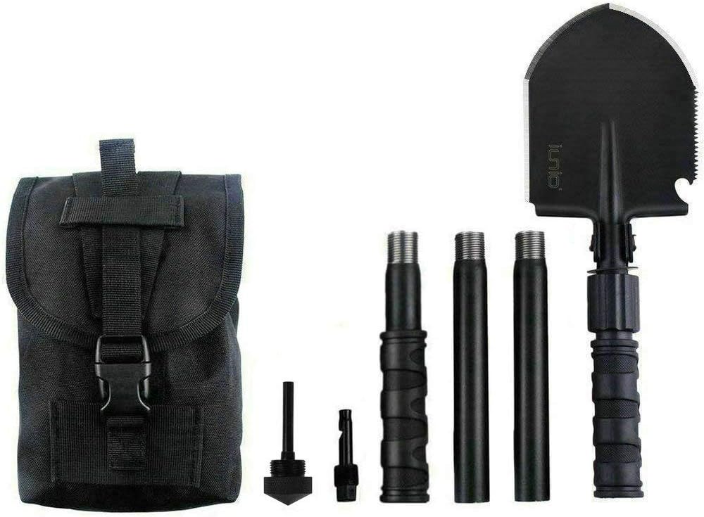 iunio Folding Shovel, Portable, Camping Multitool, Foldable Entrenching Tool, Collapsible Spade, for Backpacking, Trenching, Hiking, Survival, Car Emergency (Standard E-Tool) : Garden & Outdoor