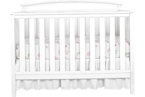 Crib Skirt for Baby Boys or Girls, Bohemian White Crib Bed Skirt Chic Vintage Nursery Decor 28x52x14 Inch