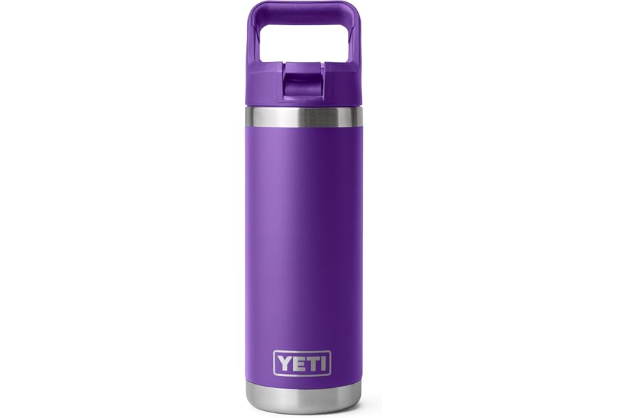 YETI Rambler 18 oz Bottle, Vacuum Insulated, Stainless Steel with Color Matching Straw Cap, Pace Purple