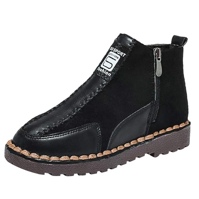 Dener Women Slip On Casual Shoessuede Platform Waterproof Flat Heels Wide Width Walking Shoes Loafers Ankle Boots