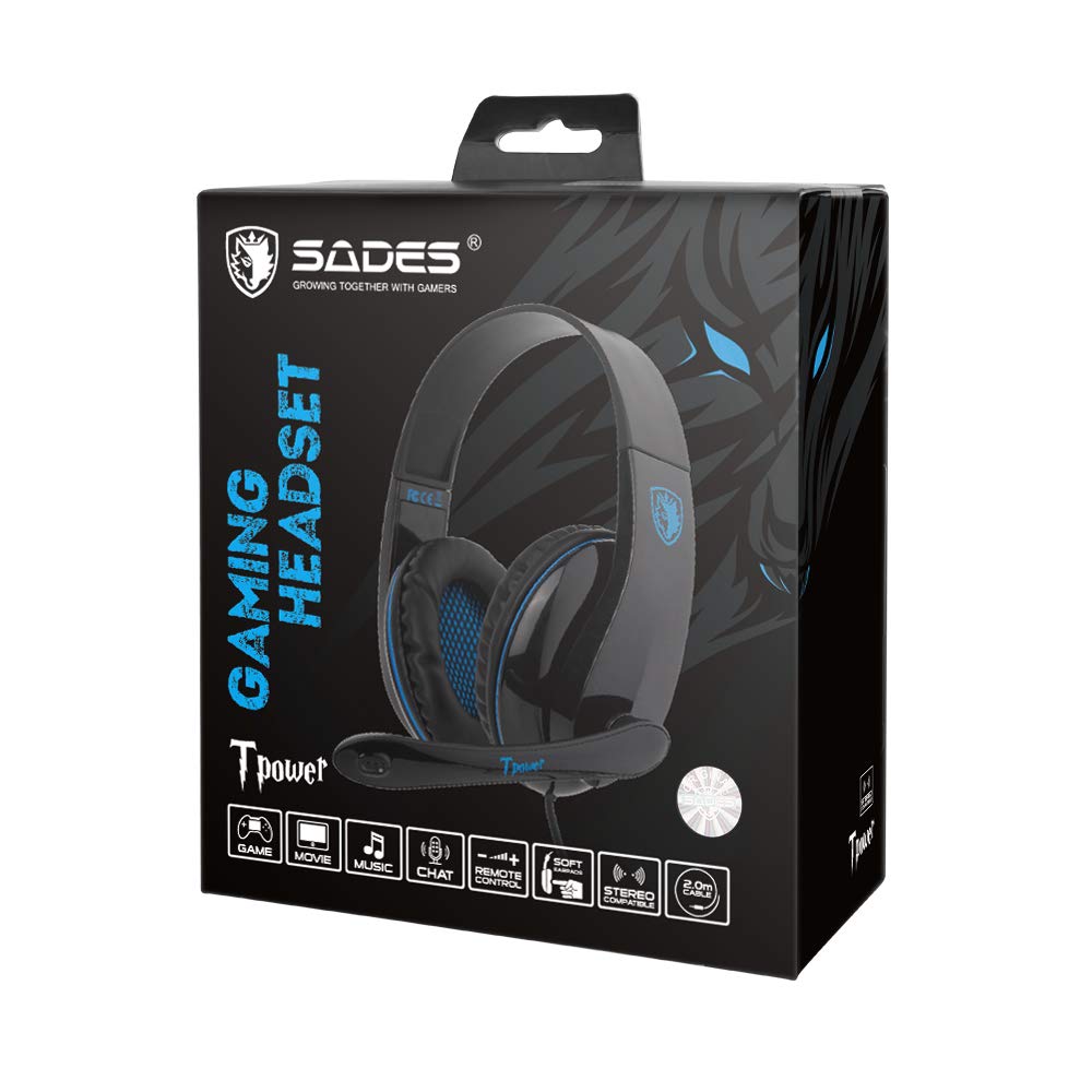 SADES Computer Gaming Headset TPOWER Stereo Headphones with Noise Isolating Microphone,Entry-Leve Over-Ear Earphones with 3.5mm Nickel-Plated Jack and Adjustable Headband for PC Mac Windows Gamers