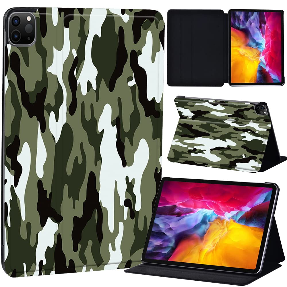PU Leather + hard shell Ultra slim lightweight Folio Flip Tablet Stand Smart Cover Case Fit iPad Air 4 10.9" (2020) / iPad Pro 11" (2018 2020 2021) (urban camouflage)