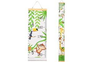 Beinou Baby Growth Chart for Wall Height Chart for Kids Wood Frame Measure Ruler 7.9in x 79in Canvas Hanging Height Measurement for Wall Decor