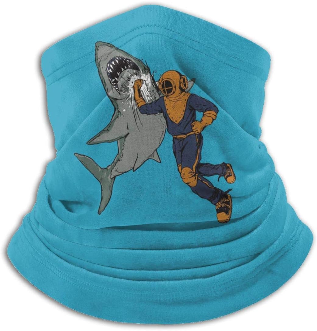 JFK BORN Diver Punching Shark Unisex Seamless Bandana Neck Gaiter Tube Mask Headwear, Motorcycle Face Mask for Women Men Face Scarf
