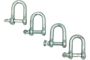 BRUFER QUALITY PRODUCTS BRUFER GR-04 Galvanized Screw Pin Chain Anchor "D" Shackle (5/16" (8MM) - 4 Pack)
