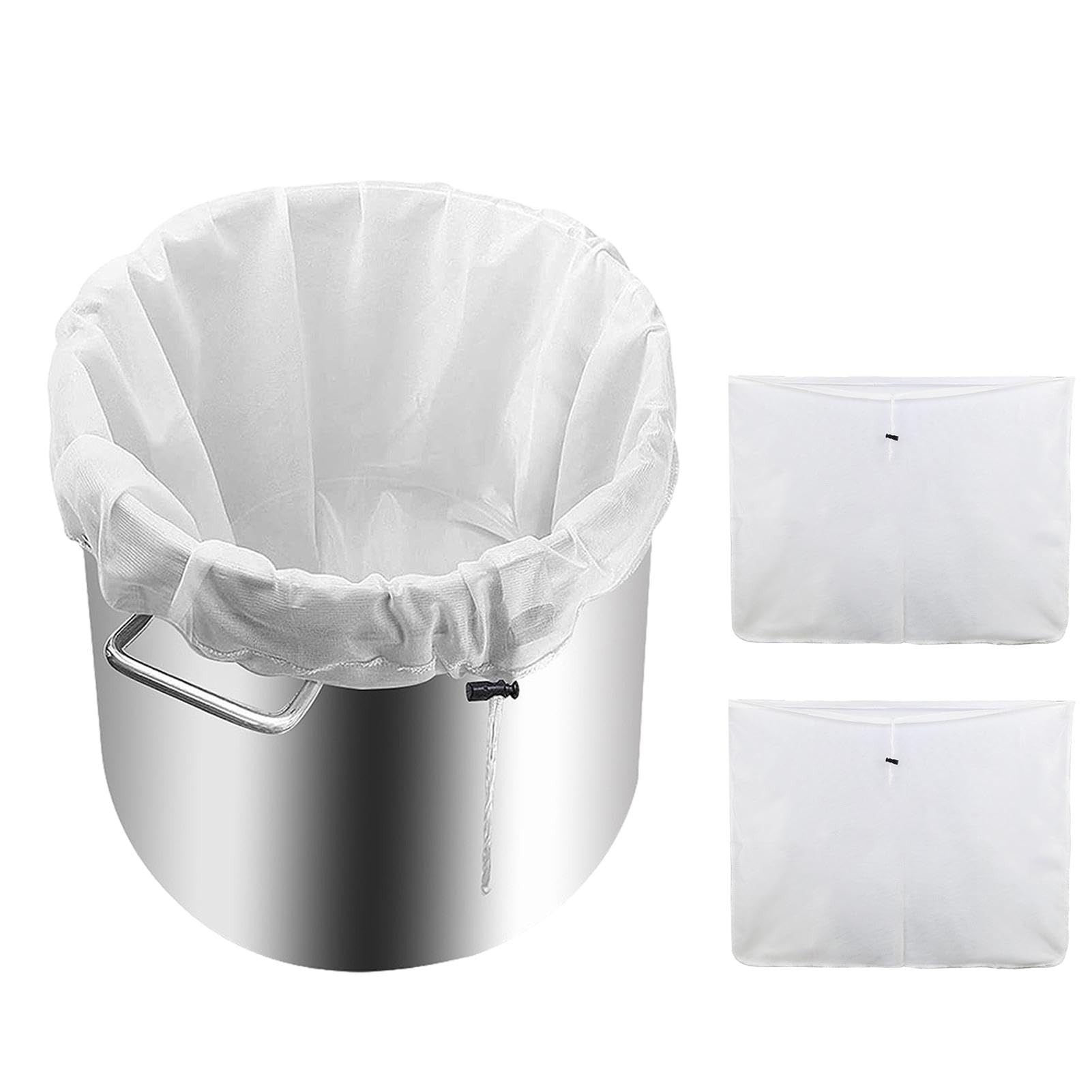 Parthan 2 Pcs Large Reusable Fine Mesh Strainer Bag, 66cm x 56cm Straining Bag, Muslin Bags, Reusable Brew Bags, for Beer Wine Jam Fruits Nut Milk and Yogurt