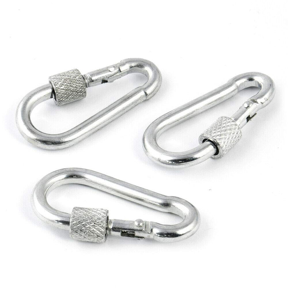 10 pcs Steel Spring snap Hook Carabiner galvanised 6 x 60mm with Screw Lock