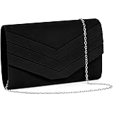OSDUE Clutch Purses For Women, Suede Envelope Evening Purse V Shape Suede Clutches Crossbody Shoulder Clutch Bag, Formal Party Clutches Wedding Purses Cocktail Prom Handbags - (Black)