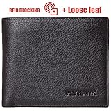 FlyHawk RFID Blocking Genuine Leather wallets for Men Bifold Wallet Italian Cowhide