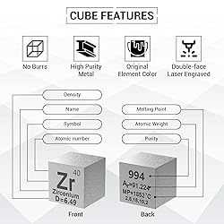 Zirconium Cube - Metal Element Cubes - Laser