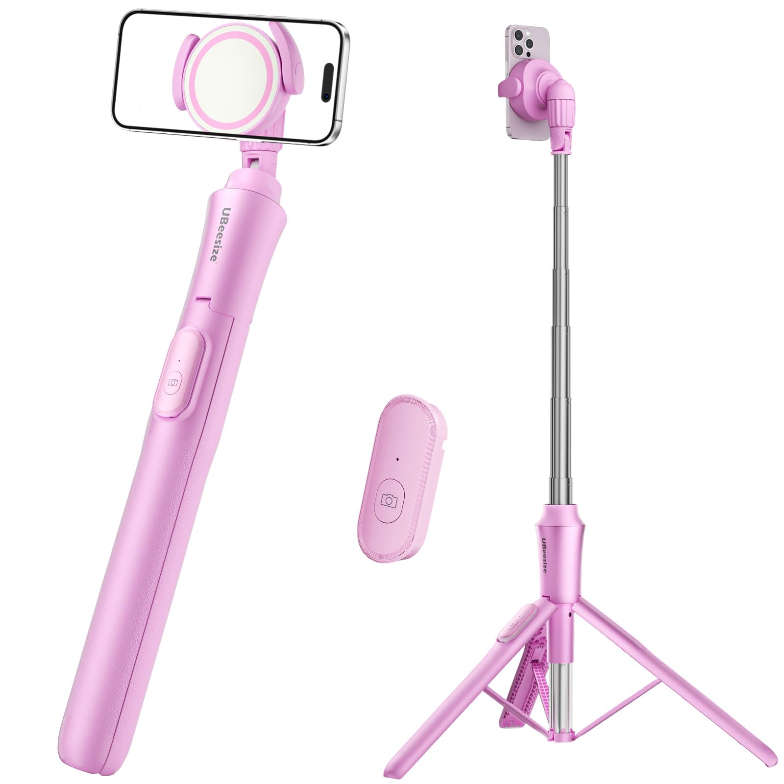 Photo 1 of UBeesize Pink 62'' Magnetic Selfie Stick & Phone Tripod with Remote Shutter