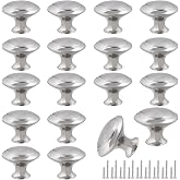 Romeda 30mm Silver Cabinet Knobs - 18 Pieces Drawer Pulls for Dressers, Kitchen, Cabinets With Screw