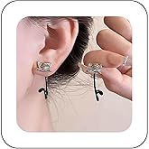 Iaceble Boho Cat Ear Jacket Earrings Silver Cat Stud Earrings Cartoon Cat Earrings Two Tone Earrings Cat Front Back Earrings Jewelry for Women