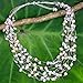 NOVICA Rose Quartz Peach Cultured Freshwater Pearl Silver Plated Beaded Necklace, 20.75