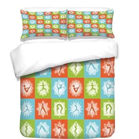 Iprint Juego De Funda De Edredón De 3 Piezas Yoga Elefante