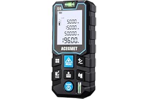 Laser Measurement Tool, ACEGMET 393 Ft Laser Tape Measure ±1/16-inch Accuracy, M/in/Ft Unit Switching Backlit LCD with Mute Button Laser Measure, Pythagorean Mode, Area and Volume Digital Tape Measure