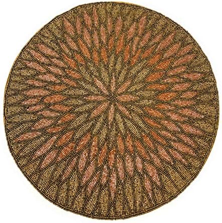 Northeast Home Goods Beaded Round Placemat Centerpiece, 14-Inch (Pink)