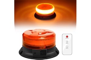 DINFU Rechargeable Beacon Lights,Wireless Strobe Light with Remote Control,Amber Magnetic Emergency Flashing Warning Safety Light for Vehicles Snowplow Tow Work Trucks Cars,12-24V Battery Powered