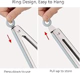 ZHIYE 7 Inch Kitchen Tongs Set 4 Stainless Steel Non-Slip Locking Clip Cooking view 5