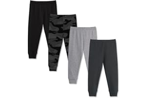 GLASH Kids Baby and Toddler Boys Cotton Pants, 4 Pack 2T-6Y Joggers Sweatpants for Boys