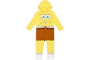 Nickelodeon SpongeBob SquarePants Zip Up Cosplay Costume Coverall Newborn to Big Kid Sizes (0-3 Months - 18-20)