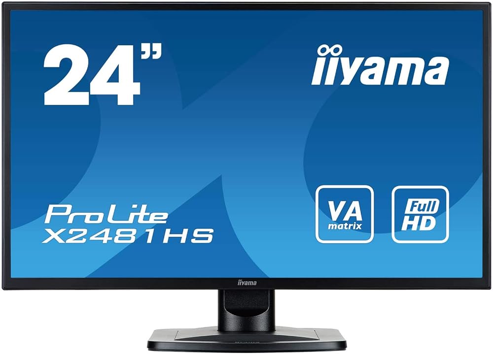 iiyama X2481HS-B 24" Full HD VA LCD Monitor Slim Bezel 6ms HDMI DVI VGA Speakers