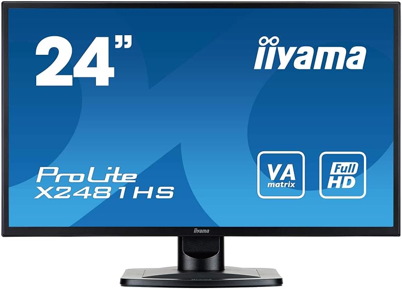 iiyama X2481HS-B 24" Full HD VA LCD Monitor Slim Bezel 6ms HDMI DVI VGA Speakers