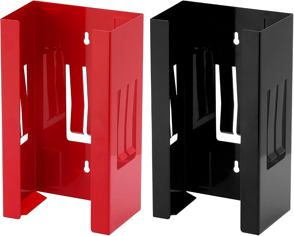 CASOMAN Magnetic Glove Dispenser 2 Pack Black Red 8 LBS Wall Mount Box Holder