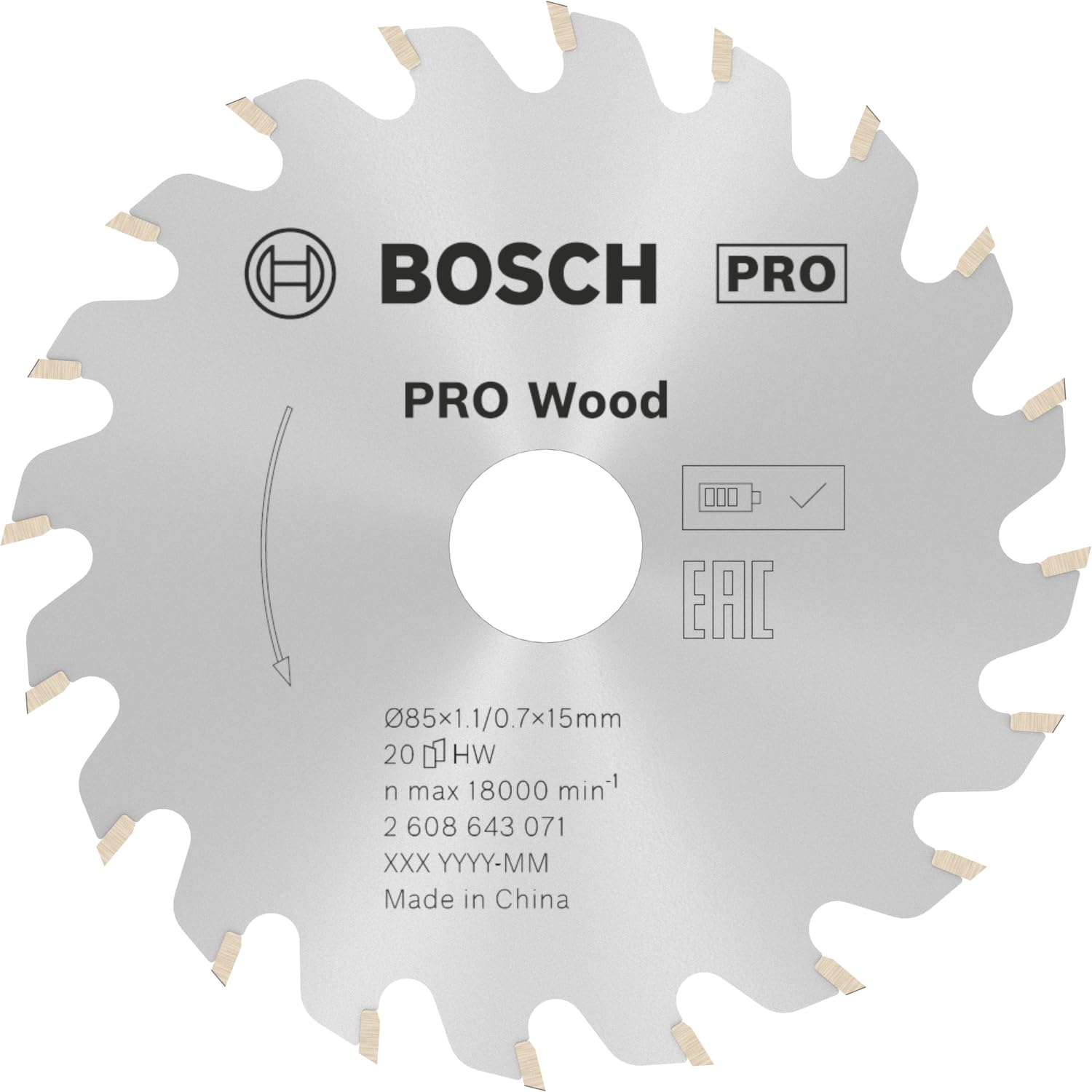 Bosch 1x PRO Wood Circular Saw Blade for Corded Hand-Held Circular Saws (for Softwood, Hardwood, Ø mm, Professional Accessory Hand-Held Circular Saw)