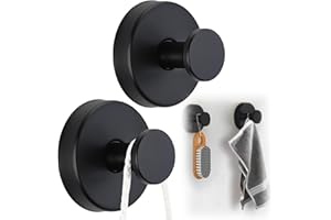 2Pcs Suction Cup Shower Hooks, Stainless Steel No-Drill Hooks for Bathroom Walls, Kitchen, Mirrors,Tile,Smooth Non-Porous Sur