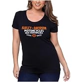Harley-Davidson Women's Bold River Short Sleeve Round Neck Cotton Tee - Black