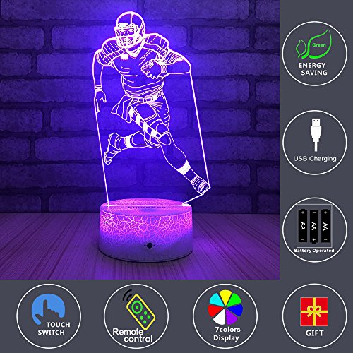 image for FlyonSea Football lamp,Rugby Ball Bedside Lamp 7 Colors Change + Remot