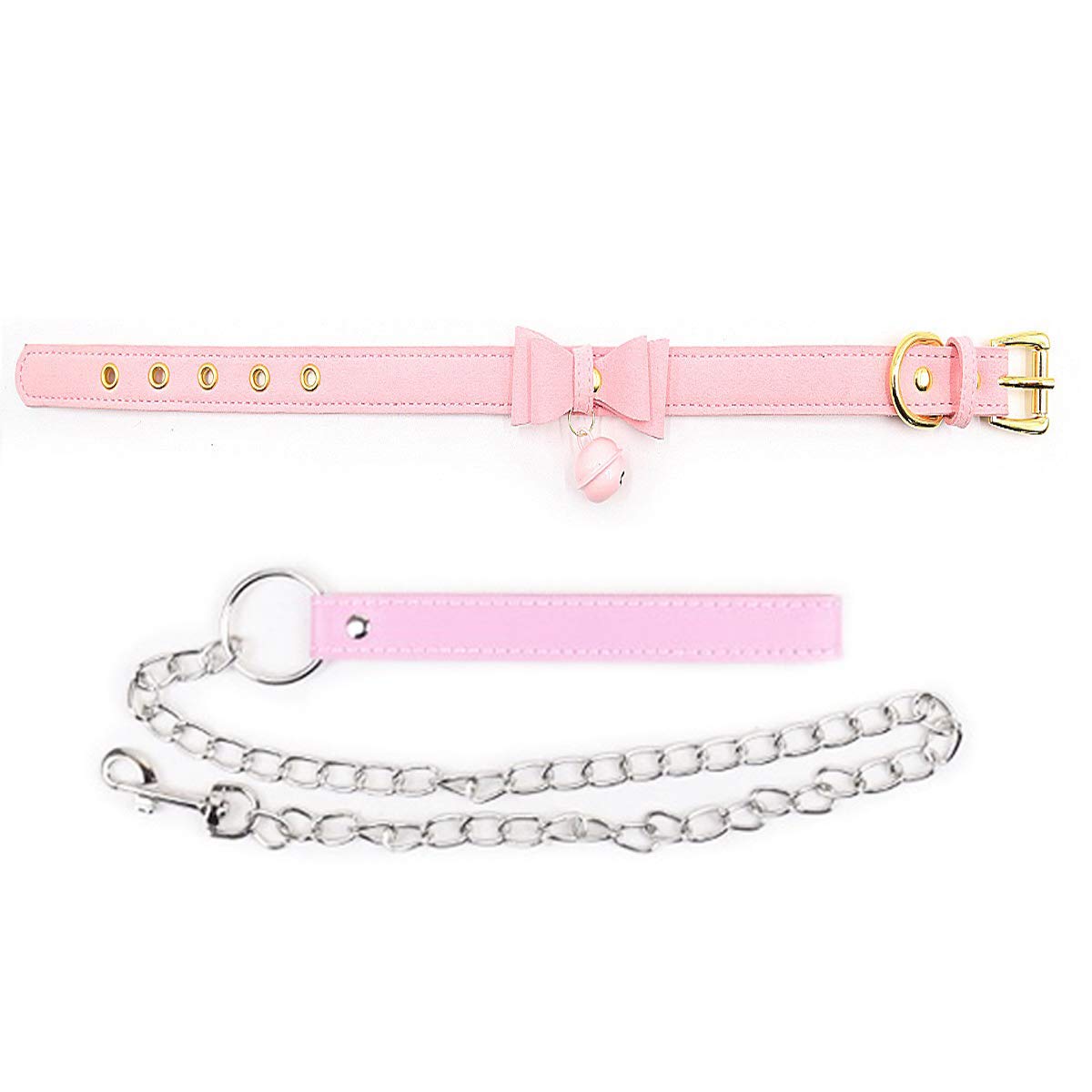 Women Collar Choker Necklace with Bell Cute Bow Cat Cosplay Kitty Necklace Y