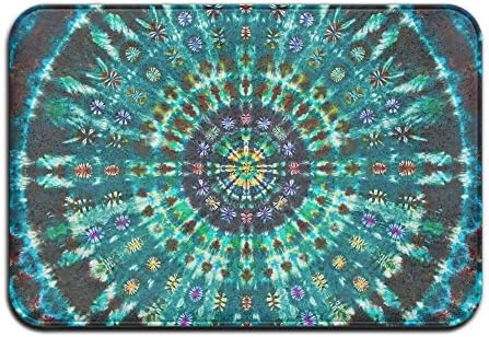 Spiral Tie Dye Mandala Green Bath Mat - 1 Piece Memory Foam Shower Spa Rug 18x36 Bathroom Kitchen Floor Carpet Home Decor With Non Slip Backing - 3 Sizes
